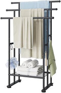 ELYKEN 3 Tier Freestanding Towel Rack with Shelf, 40" H Towel Stand, Black by ELYKEN