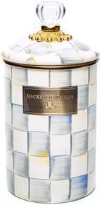MACKENZIE-CHILDS Enamel Canister, Large, Gray-and-White Sterling Check by Unknown