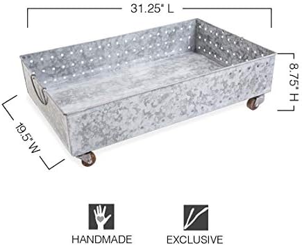 Vivaterra Galvanized Steel Rolling Boot Tray, Gray - Image 2