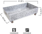 Vivaterra Galvanized Steel Rolling Boot Tray, Gray - Image 2