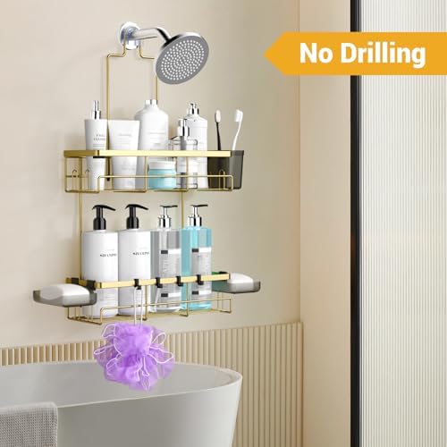 Hanging Shower Caddy Over Showerhead - Rustproof No Drill Shower Organizer - Image 5