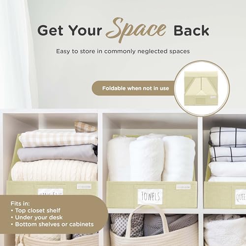 VIVIDECOR Open Front Trapezoid Closet Bins, Closet Storage Organizer for Shelves-Light Beige - Image 5