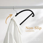 MIZGI 50 Pack Black Velvet Hangers - No Shoulder Bumps, Heavy Duty Non-Slip Chrome Hooks for Jackets, Coats, Pants - Image 4