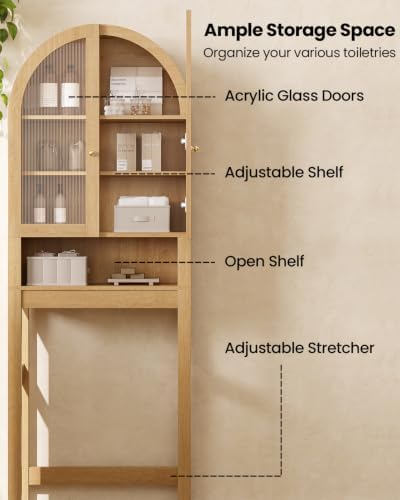 Arched Over The Toilet Storage Cabinet with Acrylic Door - Image 4