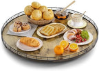 Lazy Susan Turntable Organizer for Table Top, 24’’ Round Wooden Lazy Susan for Cabinet Kitchen Countertop Pantry Dining Coffee Table for Condiments Spices, Rustic Bathroom Vanity Tray for Soap Candle by HGF