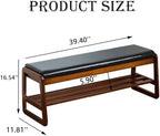 latifolia Solid Wood Bench, Entryway Shoe Bench with Cushion, 2 Tier Shoe Storage Organizer for Hallway, Living Room(Black,39.70''L) - Image 2