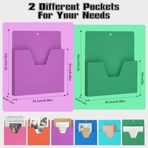 MFTEK Magnetic File Holder 6 Pockets Paper Holder, Hanging File Organizer Office Supplies Storage for Cabinets, Whiteboard, Magnetic Mail Letter Folder for Refrigerator (Light Color-Mix) - Image 4
