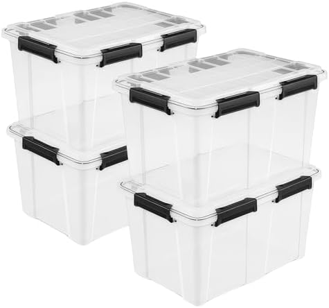 Sterilite Gasket Storage Box with Lids for Home & Office, 54 Quart, 4-Pack by Sterilite