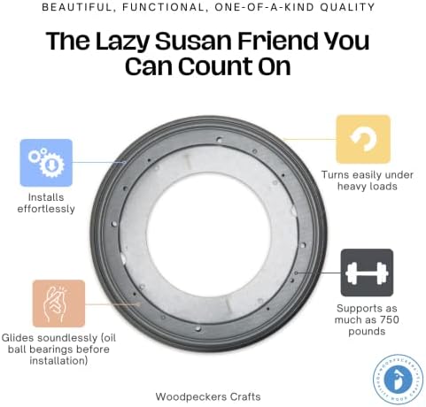 Lazy Susan Hardware, 9 inch, 750 lbs. Load Capacity, Pack of 5 Steel Lazy Susan Turntable Ball Bearing, by Woodpeckers - Image 4