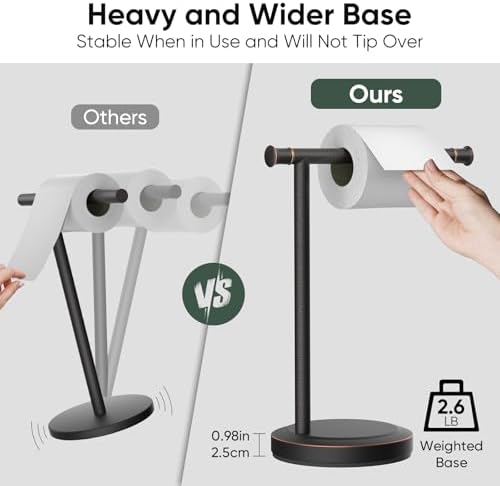 Hoimpro Hand Towel Holder Stand Bathroom Towel Bar Rack Countertop Bronze - Image 3