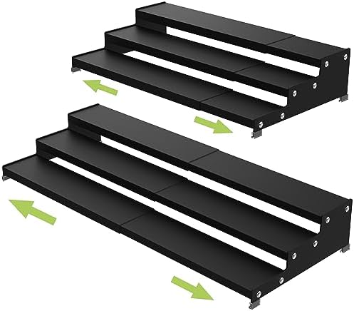 Jojocross Spice Rack Organizer for Cabinet, 3 Tier Expandable Spices Storage, Great for Kitchen Cabinets, Cupboard,Pantry and Countertop More 2 Packs/Black by JOJOCROSSHIGHQUALITYLIFE