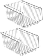 Wire Storage Baskets Stackable Organizer Basket Bins Stacking Household Wire Baskets with Handles Storage Organization for Kitchen, Pantry, Bathroom, Cabinets, Closets, Bedrooms, Set of 2 by blitzlabs
