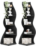 Tribesigns Corner Shelf, Modern 5-Tier Wall Corner Bookshelf, Stylish Corner Small Bookcase Storage Rack Plant Stand with Unique Shape for Living Room, Home Office, (2PCS, Black) by Tribesigns