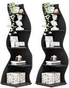 Tribesigns Corner Shelf, Modern 5-Tier Wall Corner Bookshelf, Stylish Corner Small Bookcase Storage Rack Plant Stand with Unique Shape for Living Room, Home Office, (2PCS, Black) by Tribesigns