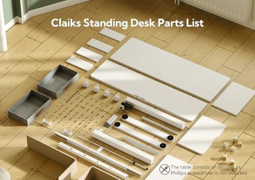 Claiks Standing Desk with Drawers & Wheels, 2 Height Shelf 55" White - Image 6