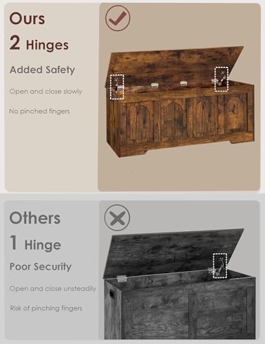 DINZI LVJ Storage Chest, Wooden Toy Box, Rustic Brown 47.2" L - Image 5