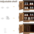 HOMSHO Farmhouse Shoe Storage Bench with 4 Barn Doors & Padded Seat Cushion - Image 5