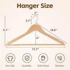 JupiterForce Wooden Clothes Hangers 50 Pack, Non-Slip Wood Hangers with 360° Swivel Hook & Shoulder Grooves, Coat Hanger for Suits, Coats, Shirts, Pants, Jackets and Dress(Natural) - Image 2