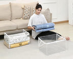 10 PCS Clear Zippered Storage Bags with Handle, Sweater Storage with Zipper, Foldable Closet Organizer Bed Sheet Organizer, Cube Plastic Organizer, Bag, Bin for Clothes,Towel-20 * 16 * 12 - Image 6