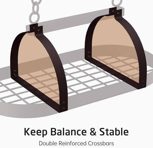 KES 34 Inch Oiled Bronze Hanging Pot Rack, Heavy Duty Oval Pot and Pan Hanging Rack Ceiling Mount, Pot Pan Hangers for Kitchen with 20 Hooks, (For 16" and 24" Joist Mount), KUR221S85-OB - Image 4