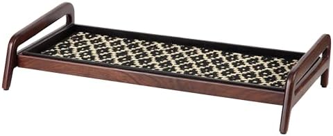 Anji Mountain Heavy Duty Waterproof Wooden Shoe Storage Mat Organizer/Boot Storage Tray Multi Use for Entryway with Coir, Black and Ivory Insert, 1 Tier, Fits 3 Pair (36.5" Wide) by AnjiMountain
