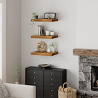 QEEIG 10" Deep Floating Projector Shelves Under TV Shelf (Brown, Set of 3) - Image 5