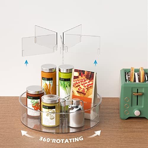 Plastic Round Lazy Susan Rotating Turntable Food Storage Container for Cabinet, Pantry, Refrigerator, Countertop, Spinning Organizer for Spices, Condiments, Baking Supplies 11.5'' 2 Packs - Image 5