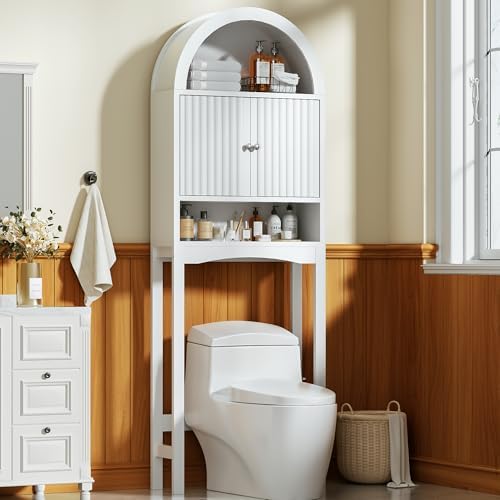Spurgehom Arch Over The Toilet Storage Cabinet, Bathroom Organizer (White) by Spurgehom