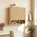 AVZEAR Fluted Bathroom Wall Cabinet Over the Toilet Storage Cabinet, Scalloped Medicine Cabinet with Adjustable Shelf, Wall Mounted Bathroom Cabinets, Natural by AVZEAR