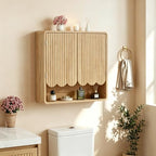 AVZEAR Fluted Bathroom Wall Cabinet Over the Toilet Storage Cabinet, Scalloped Medicine Cabinet with Adjustable Shelf, Wall Mounted Bathroom Cabinets, Natural by AVZEAR