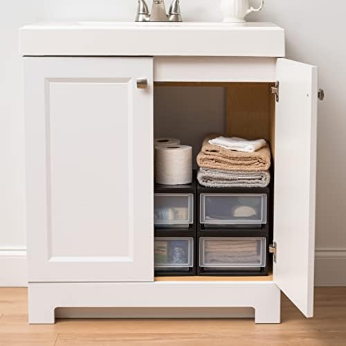 IRIS USA 4-Pack, 6 Qt. Small Stacking Drawer Storage Organizer, Black - Image 6