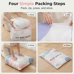 No Pump Vacuum Storage Bags, No Pump Large Vacuum Storage Compression Bags, Thick Airtight Reusable Organizer for Clothes Comforters Travel Moving Closet Storage，3：19.6 * 27.5in - Image 2