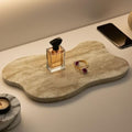 Cloud Shaped Travertine Vanity Tray, 13.3 x 8.3 Inch Natural Stone Decorative Catchall Tray for Bathroom Countertop, Beige Marble Jewelry Dish Perfume Tray for Coffee Table Dresser Nightstand by Unknown