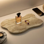 Cloud Shaped Travertine Vanity Tray, 13.3 x 8.3 Inch Natural Stone Decorative Catchall Tray for Bathroom Countertop, Beige Marble Jewelry Dish Perfume Tray for Coffee Table Dresser Nightstand by Unknown