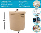 16x18 Inch Extra Large Round Cotton Rope Storage Basket with Lid, Decorative Woven Bin with Cover for Living Room Bedroom Closet, Beige - Image 2