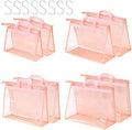 Handbag Dust Bags Clear Purse Storage Organizer for Closet Small to Extra Large Handbags Dust Free Bags Hanging Zipper Storage Bag with Hooks, (Pink, 4 Sizes-8PCS) by CINPIUK