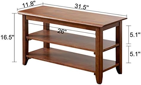 XKZG Shoe Rack Bench Wooden Shoe Storage Bench Entryway Bench, Brown, 31.5" - Image 2