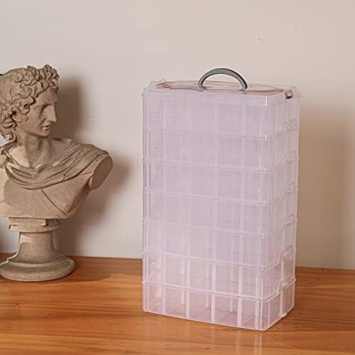 Sooyee 7 Layers Stackable Storage Container, 70 Adjustable Compartments Stackable Storage Container for Kids Toys, Art Crafts, Jewelry, Supplies, Mini Case & Letter Sticker Included,Clear (Pack of 2) - Image 2