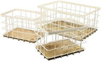 happimess Evvie 3-Piece Wire Metal Wood Nesting Baskets 15", Almond/Natural by Happimess