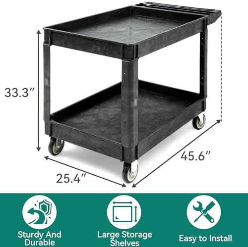 YITAHOME Utility Cart on Wheels 45 x 25 Inch w/Swivel Wheels(2 Brake) - Image 2