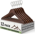 12 Pack Hotel Suit Hangers 17.5" Anti-Theft Security Hangers, Brown by Leinuosen