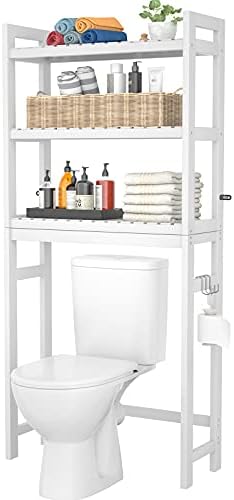 Homykic Over The Toilet Storage, 3-Tier Bamboo Bathroom Shelf, White by Homykic