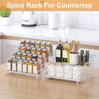 RUILALIFE 4-Tier-Spice-Rack-Organizer-for-Cabinet, Adjustable Depth Spice Holder Shelf For Countertop Pantry Cupboard, Metal Tiered Seasoning Organizer,Display Shelf Riser (White-2 Pack) - Image 5