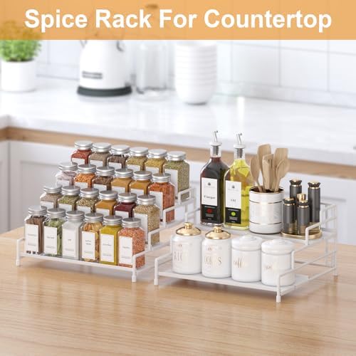 RUILALIFE 4-Tier-Spice-Rack-Organizer-for-Cabinet, Adjustable Depth Spice Holder Shelf For Countertop Pantry Cupboard, Metal Tiered Seasoning Organizer,Display Shelf Riser - Image 2