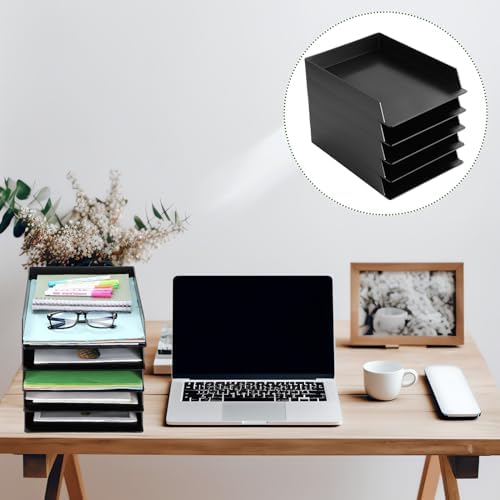Wenqik 20 Pcs Stackable Paper Letter Trays Plastic Desk Organizer, Black - Image 6