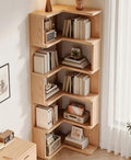 5-Tier Corner Bookshelf with Storage, Solid Wood L-Shaped Corner Shelf by BHDJSE