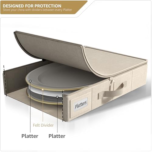 Sorbus Platter Storage Case for Dinnerware (1 Pack, Beige) - Image 5