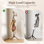 Yoobure Solid Wood Coat Rack - Cactus Coat Tree Freestanding with 8 Hooks, Coat Hanger Stand with 3 Adjustable Sizes for Jacket, Hat, Clothes Stands for Hall, Entryway, Bedroom, Office, Living Room - Image 4