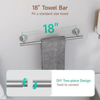 USHOWER 8PCS Brushed Nickel Bathroom Hardware Set, 18-Inch Towel Bar Set - Image 4