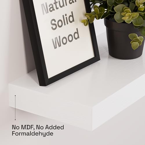 Solid Wood Floating Shelves for Wall 20 Inch White, Wooden Bathroom Shelf - Image 4